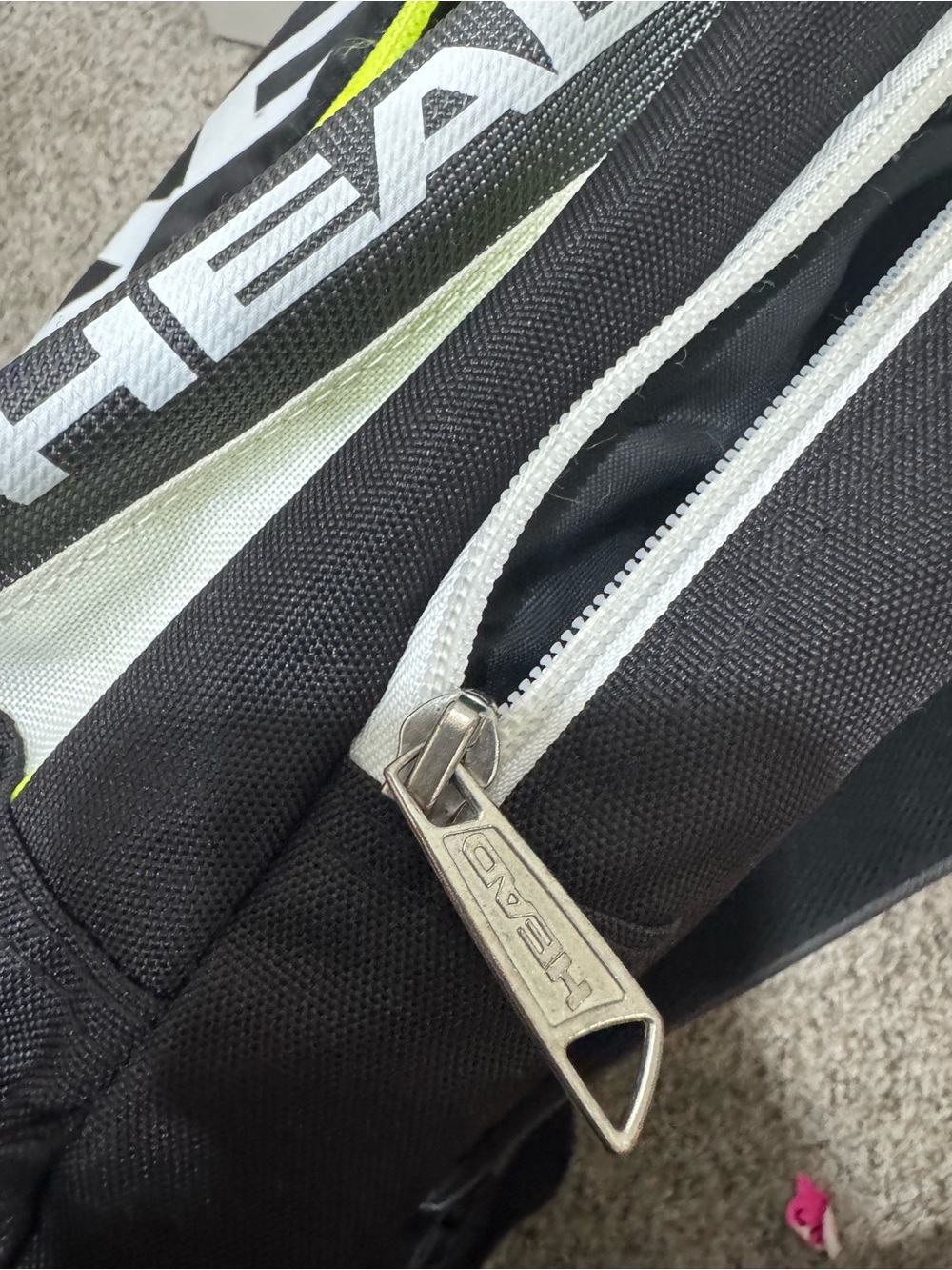 HEAD Tennis Backpack Black Gray Neon Yellow Racquet Sports School Travel - Picture 5 of 12